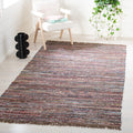 SAFAVIEH Rag Rug Collection Area Rug - 5 x 8, Rust & Multi, Handmade Boho Stripe Cotton, Ideal for High Traffic Areas in Livin