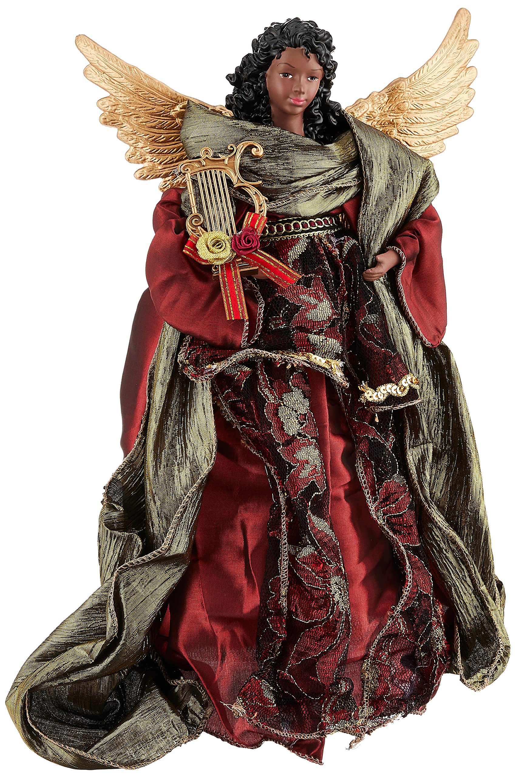 Santas Workshop 3002 Aa Christmas Angel Tree Topper, 15 Tall, Red/Gold/Green