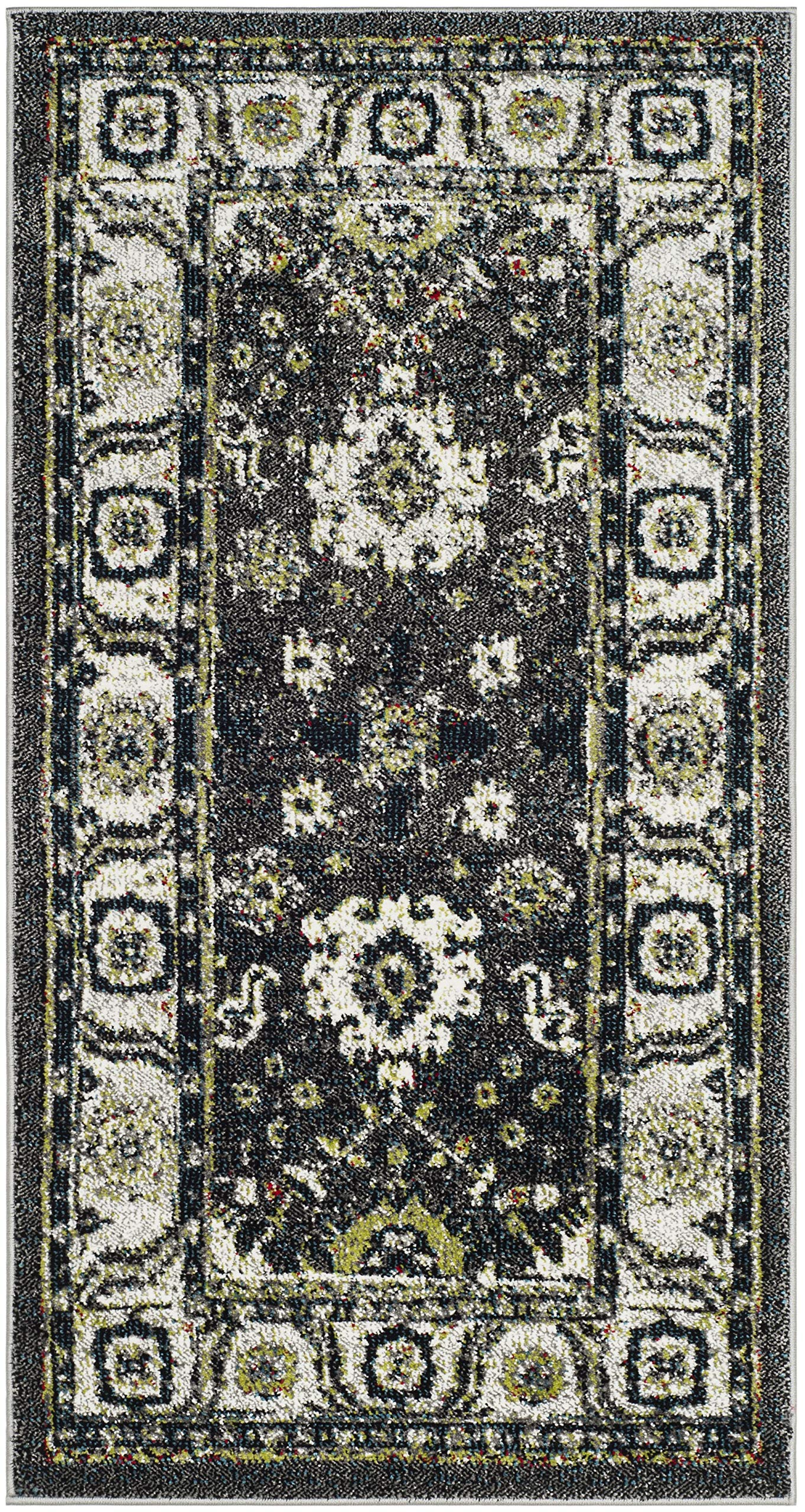 SAFAVIEH Vintage Hamadan Collection Accent Rug - 27 x 5, Dark Grey & Ivory, Traditional Design, Non-Shedding & Easy Care, Idea
