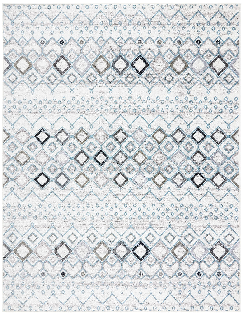 Safavieh Amsterdam Collection X-Large Area Rug - 12' X 18', Ivory & Grey, Moroccan Boho Design, Non-Shedding & Easy Care, Ideal
