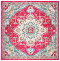 SAFAVIEH Madison Collection Area Rug - 4 Square, Fuchsia/Blue, Geometric Design, Ideal for High Traffic Areas in Living Room, B