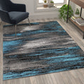 Flash Furniture Rylan Collection Abstract Area Rug - Scraped Design Blue Olefin Rug - 5' X 7' Area Rug - Jute Backing - Living Room, Bedroom, & Family Room