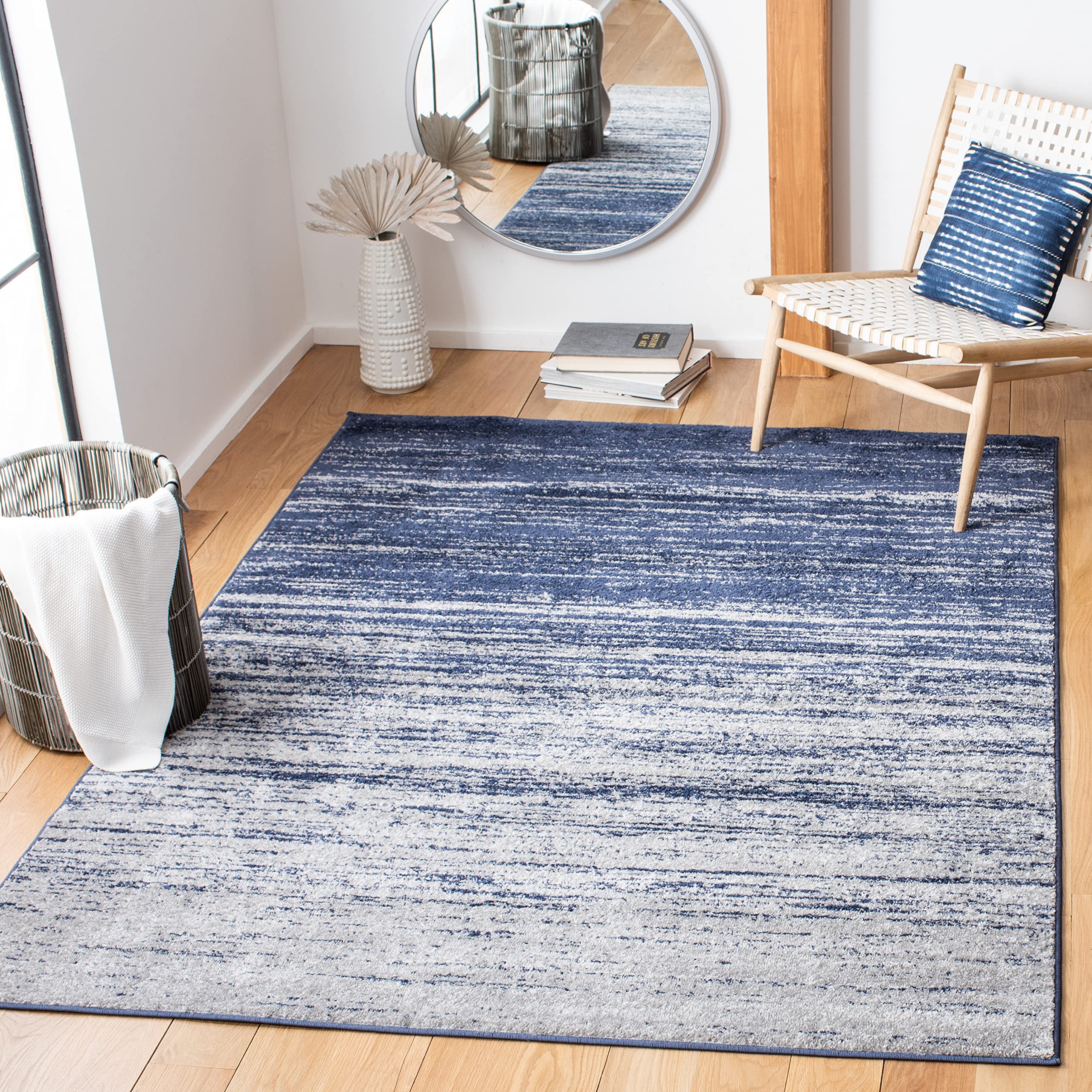 Safavieh Adirondack Collection 5 Square Navy/Grey ADR113E Modern Ombre Non-Shedding Area Rug