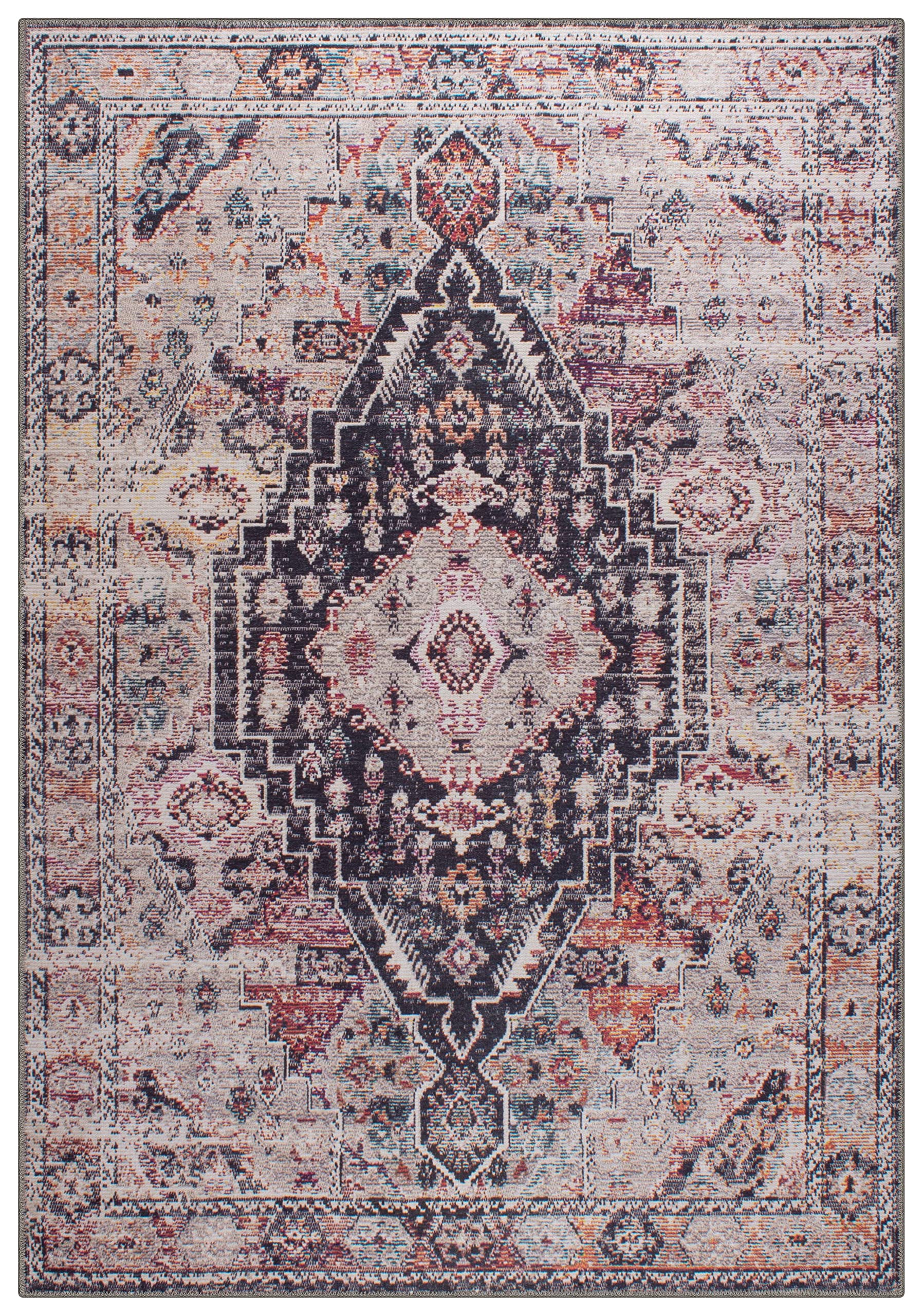 GLN Rugs Machine Washable Area Rug, Rugs for Living Room, Rugs for Bedroom, Bathroom Rug, Kitchen Rug, Printed Vintage Rug, Home