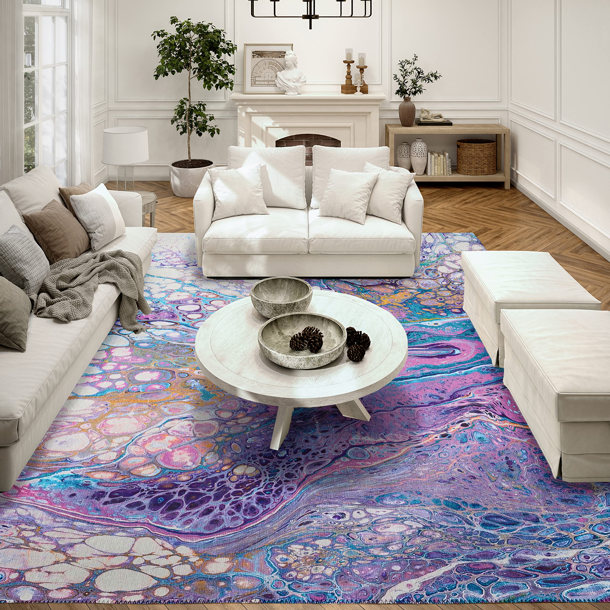 Addison Rugs Karina Akc49 Periwinkle 3' X 5' Indoor Outdoor Area Rug, Easy Clean, Machine Washable, Non Shedding, Bedroom, Entry, Living Room, Dining Room, Kitchen, Patio Rug