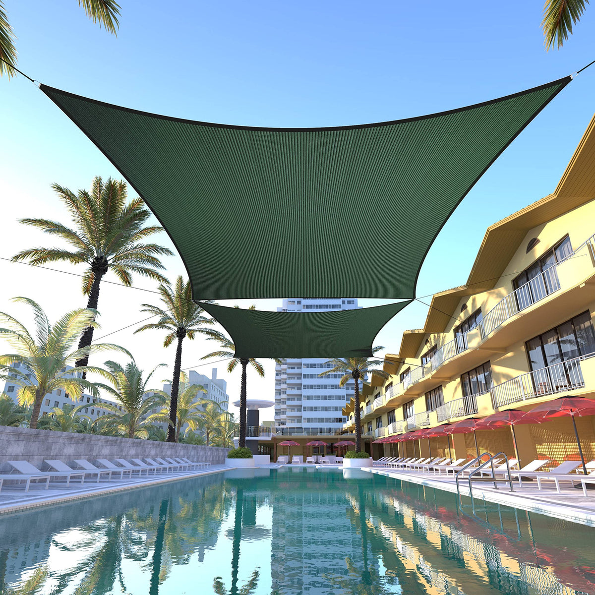 Colourtree Ctslr Custom Size 7' X 14' Green Sun Shade Sail Canopy Uv Block Upf50  Rectangle - Commercial Standard Heavy Duty - 1