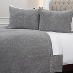 Rizzy Home | BQ4566 | Polyester Quilt | 90"x92" Gray/Black/Nuetral Solid