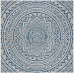Safavieh Courtyard Collection 9' Square Light Grey/Blue Cy8734 Indoor/ Outdoor Waterproof Easy Cleaning Patio Backyard Mudroom Area Rug