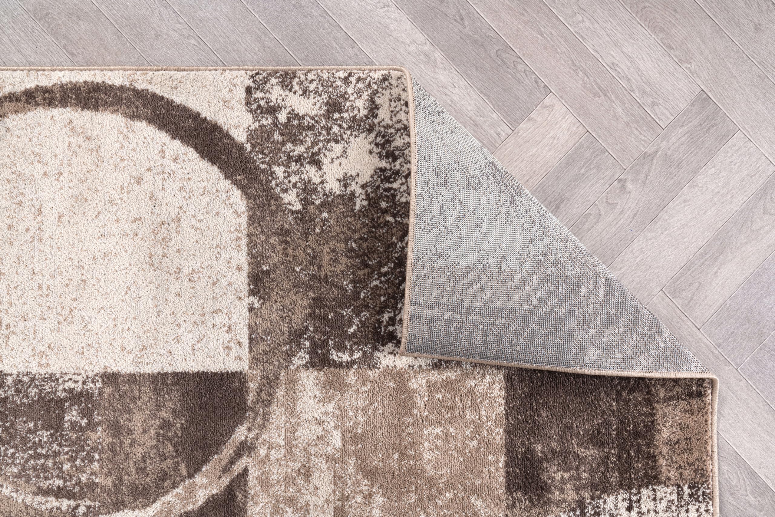 Rugshop Contemporary Abstract Circle Design Soft Area Rug 3'3'' X 5' Brown