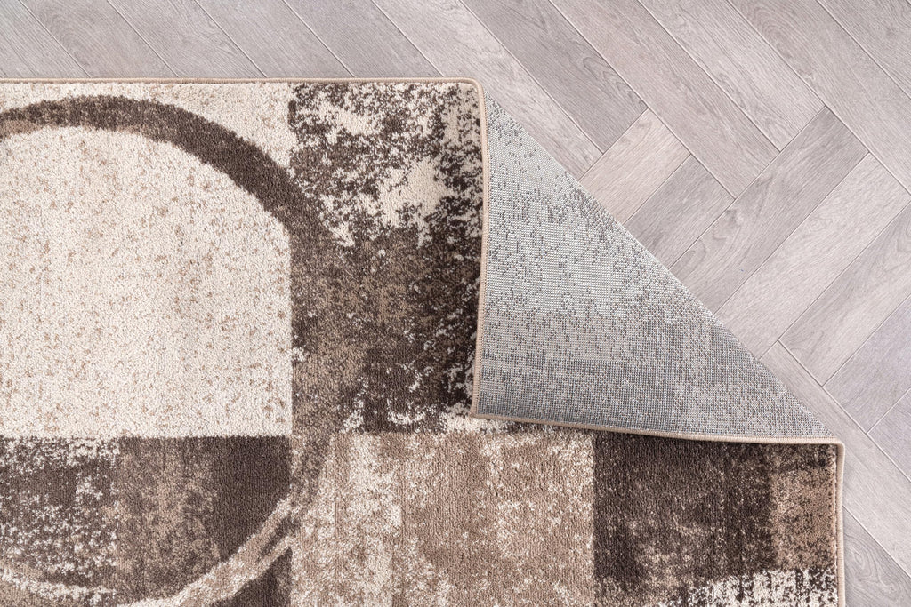 Rugshop Contemporary Abstract Circle Design Soft Runner Rug 2' X 10' Brown