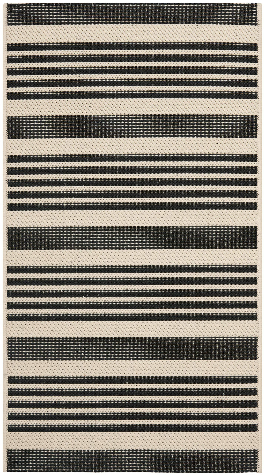 SAFAVIEH Courtyard Collection 2' x 3'7' Black/Bone CY6062 Stripe Indoor/ Outdoor Patio Backyard Mudroom Accent Rug