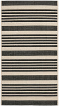 SAFAVIEH Courtyard Collection 2' x 3'7' Black/Bone CY6062 Stripe Indoor/ Outdoor Patio Backyard Mudroom Accent Rug