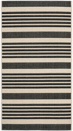 SAFAVIEH Courtyard Collection 2' x 3'7' Black/Bone CY6062 Stripe Indoor/ Outdoor Patio Backyard Mudroom Accent Rug