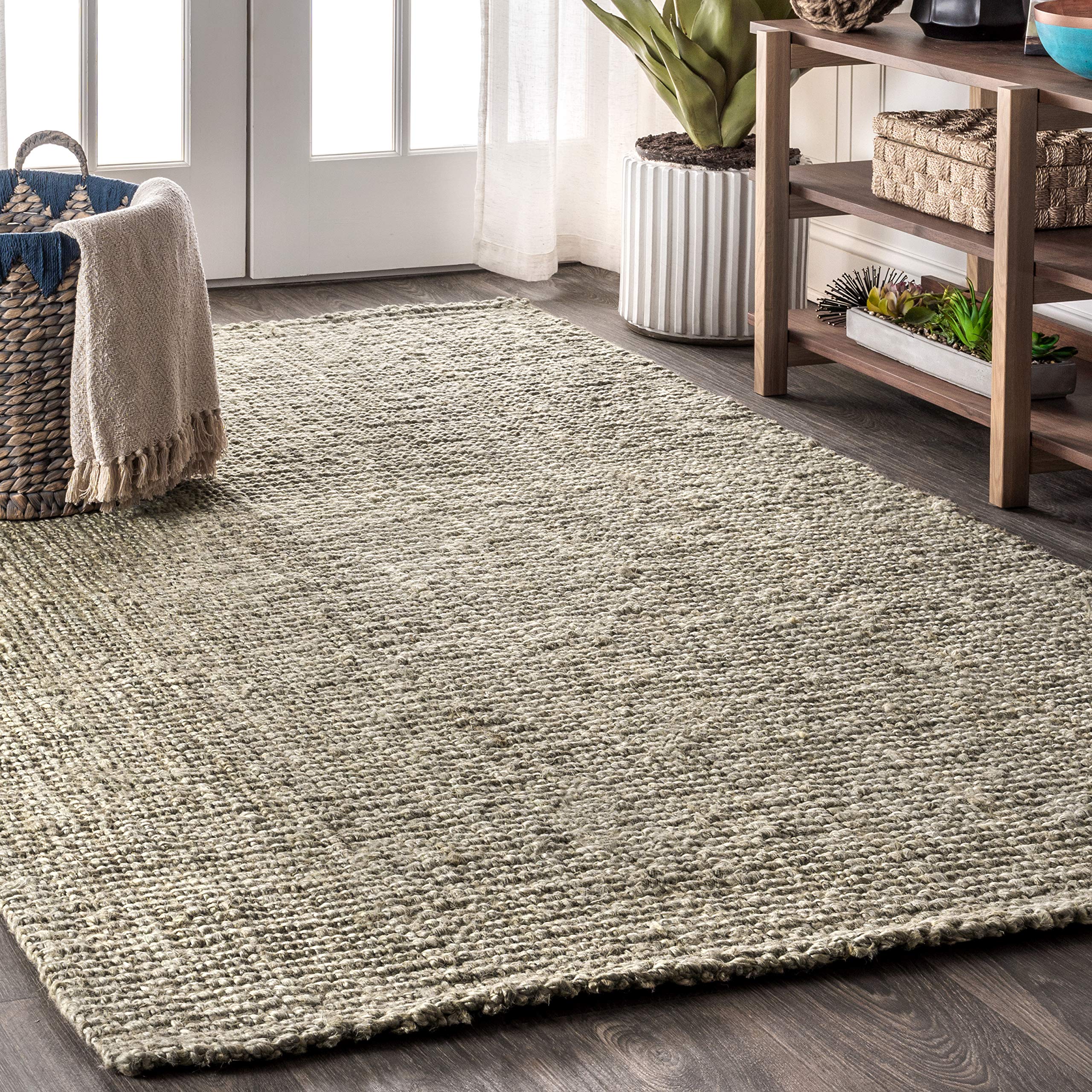JONATHAN Y NRF102C-5 Pata Hand Woven Chunky Jute Gray 5 ft. x 8 ft. Area Rug Bohemian, Transitional, Rustic, Perfect for Home, L