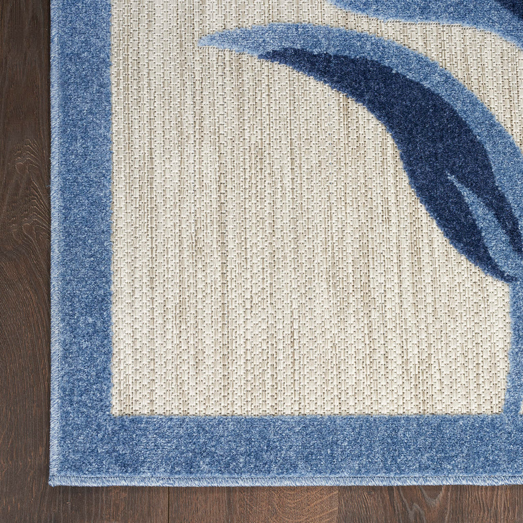 Nourison Aloha Outdoor Blue Grey 2'3' X 12' Area Rug, Easy Cleaning, Non Shedding, Bed Room, Living Room, Dining Room, Deck, Backyard, Patio (2X12)