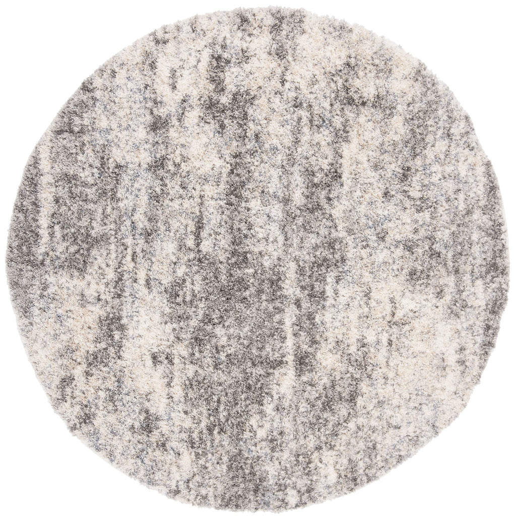 Safavieh Berber Shag Collection 3'3'' Round Grey / Cream Ber219G Modern Abstract Non-Shedding Living Room Bedroom Dining Room En