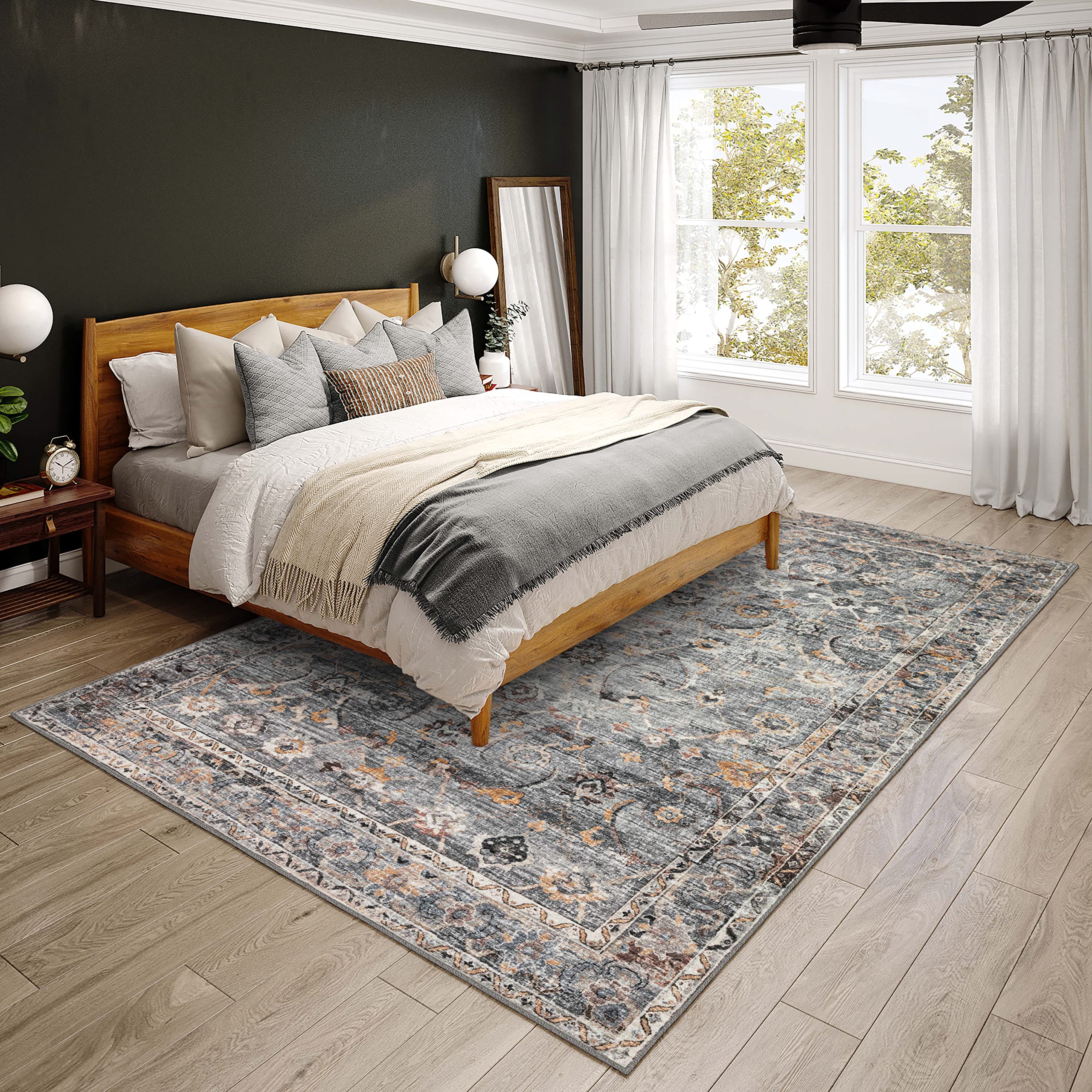 Dalyn Rugs Jericho Jc4 Silver 5' X 7'6" Rectangle Soft Area Rug, Easy Clean, Non Shedding, Bedroom, Entry, Living Room, Dining Room, Kitchen Rug
