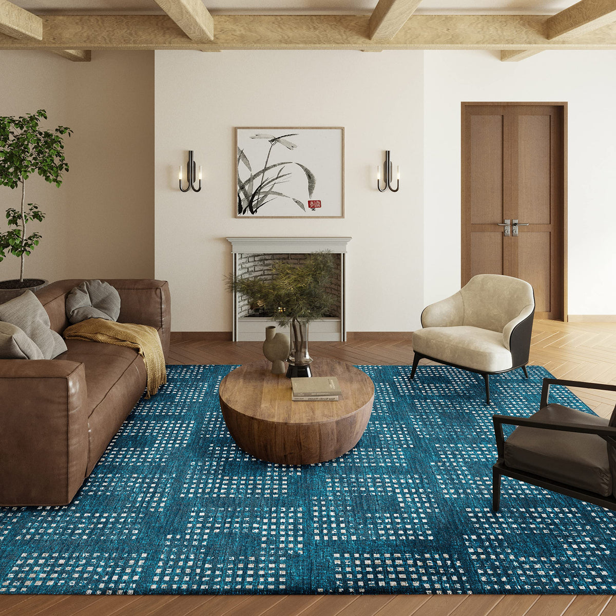 Addison Rugs Eleanor Aer31 Blue 10' X 14' Indoor Outdoor Area Rug, Easy Clean, Machine Washable, Non Shedding, Bedroom, Living Room, Dining Room, Kitchen, Patio Rug