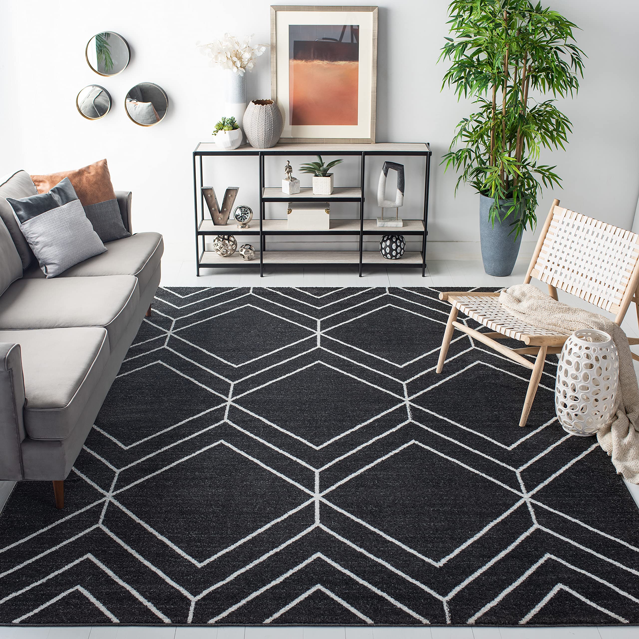 SAFAVIEH Adirondack Collection Accent Rug - 3 x 5, Brown & Ivory, Modern Geometric Design, Non-Shedding & Easy Care, Ideal for