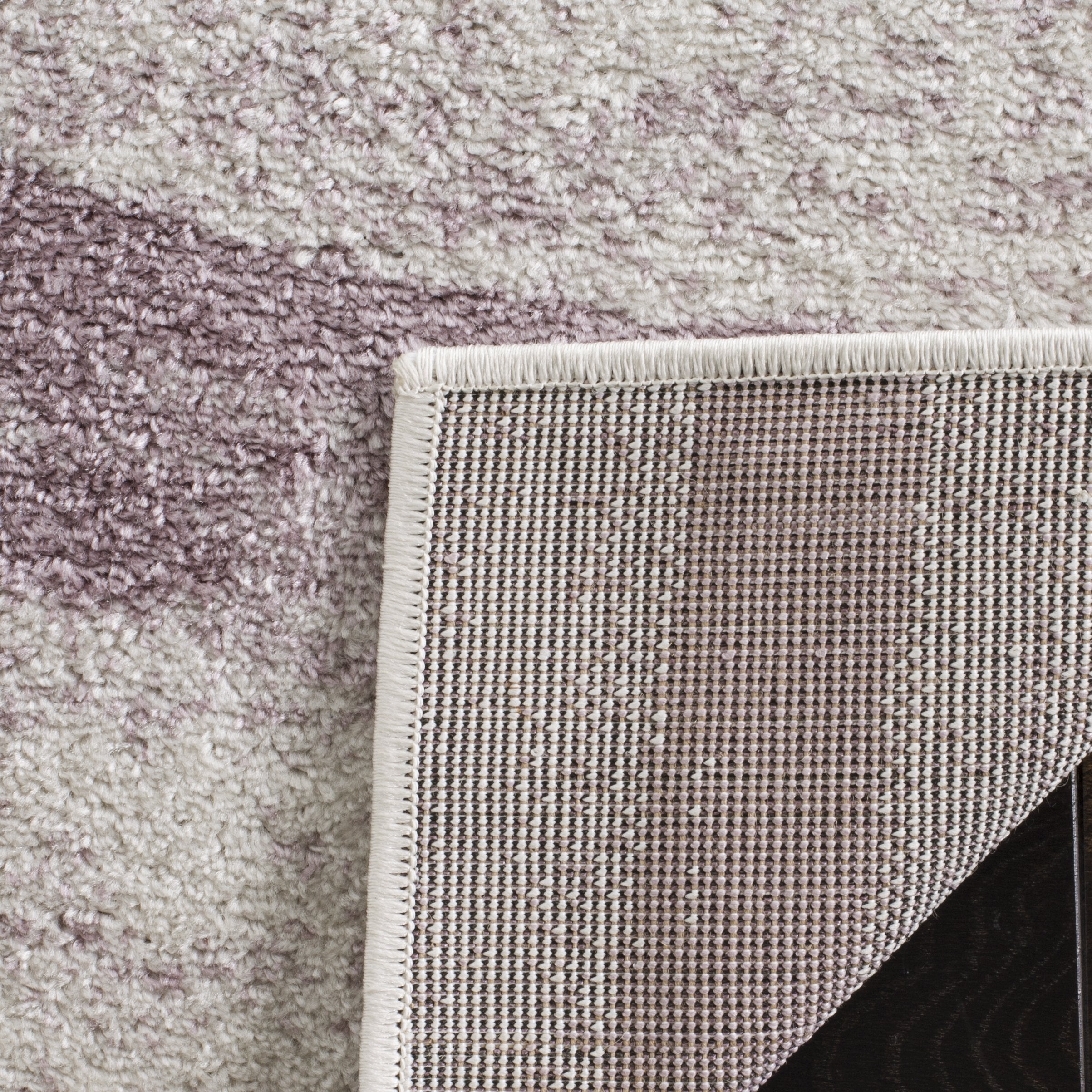 Safavieh Adirondack Collection Area Rug - 4' Square, Cream & Purple, Modern Wave Distressed Design, Non-Shedding & Easy Care, Id