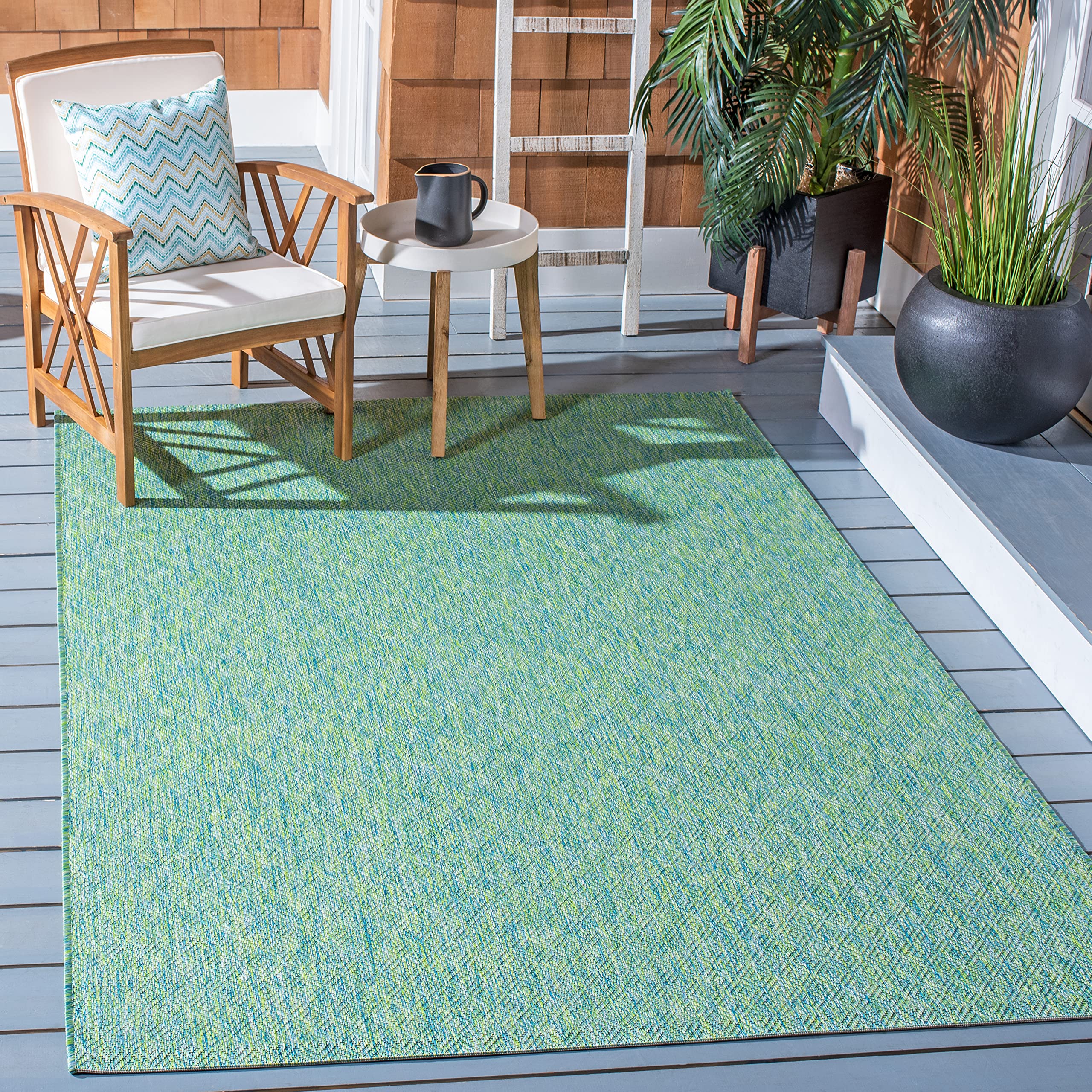 Safavieh Courtyard Collection 6'7' Square Green/Blue Cy8521 Indoor/ Outside Waterproof Easy Cleansingpatio Backyard Mudroom Are