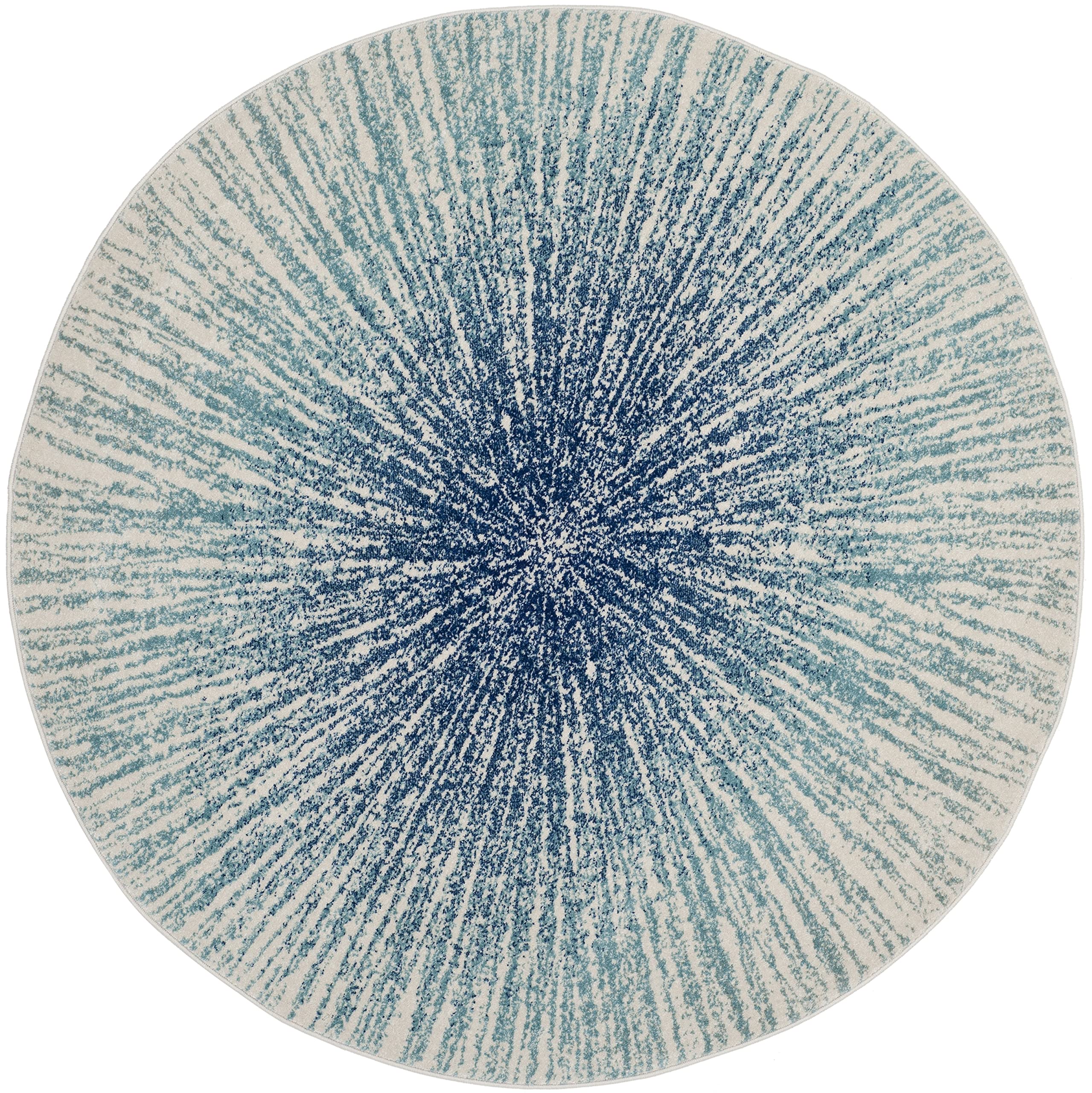 SAFAVIEH Evoke Collection Area Rug - 3 Round, Royal & Ivory, Abstract Burst Design, Non-Shedding & Easy Care, Ideal for High Tr