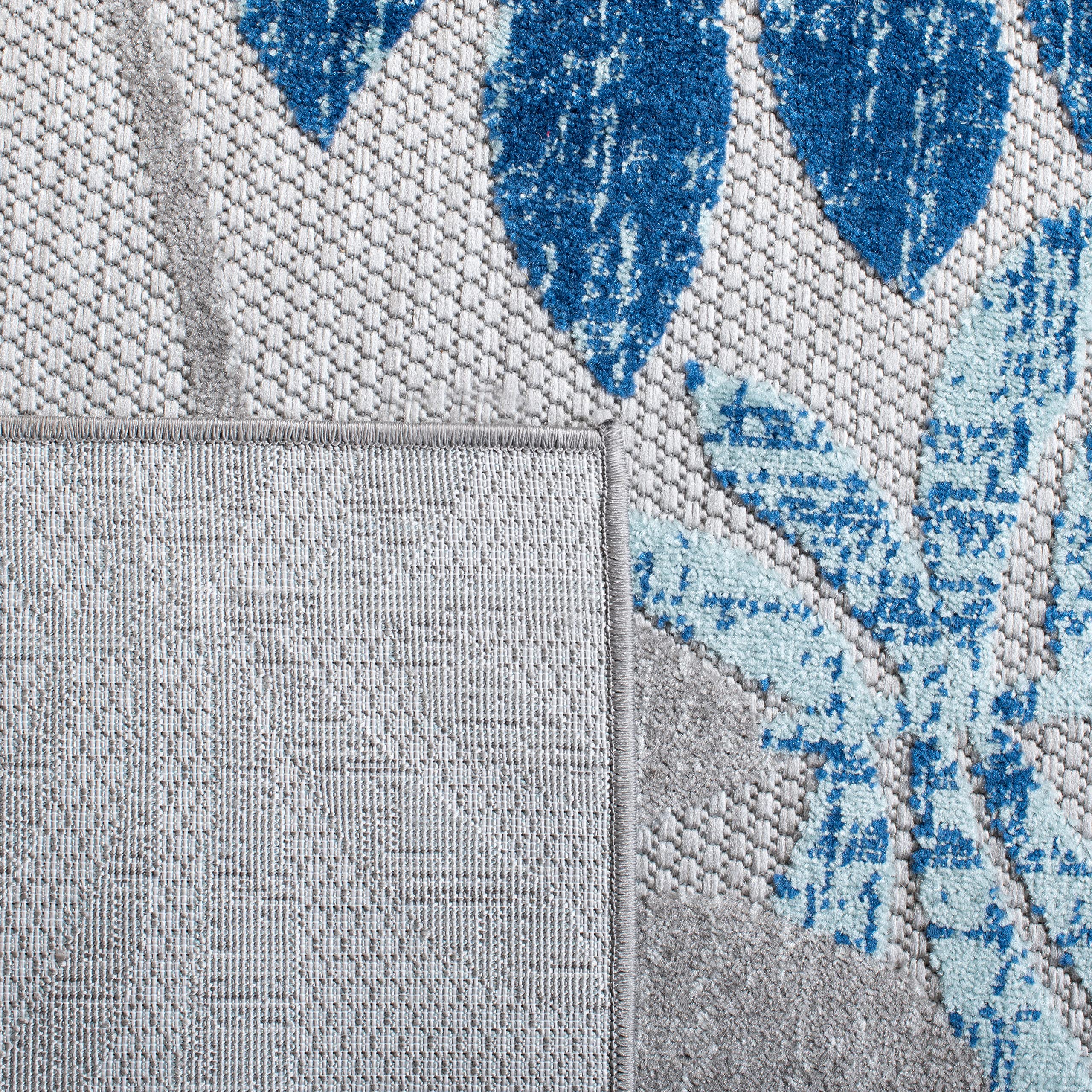 Safavieh Cabana Collection 3' X 5' Grey/Blue Cbn814F Botanical Indoor/ Outdoor Non-Shedding Easy Cleaning Patio Backyard Porch Deck Mudroom Area Rug