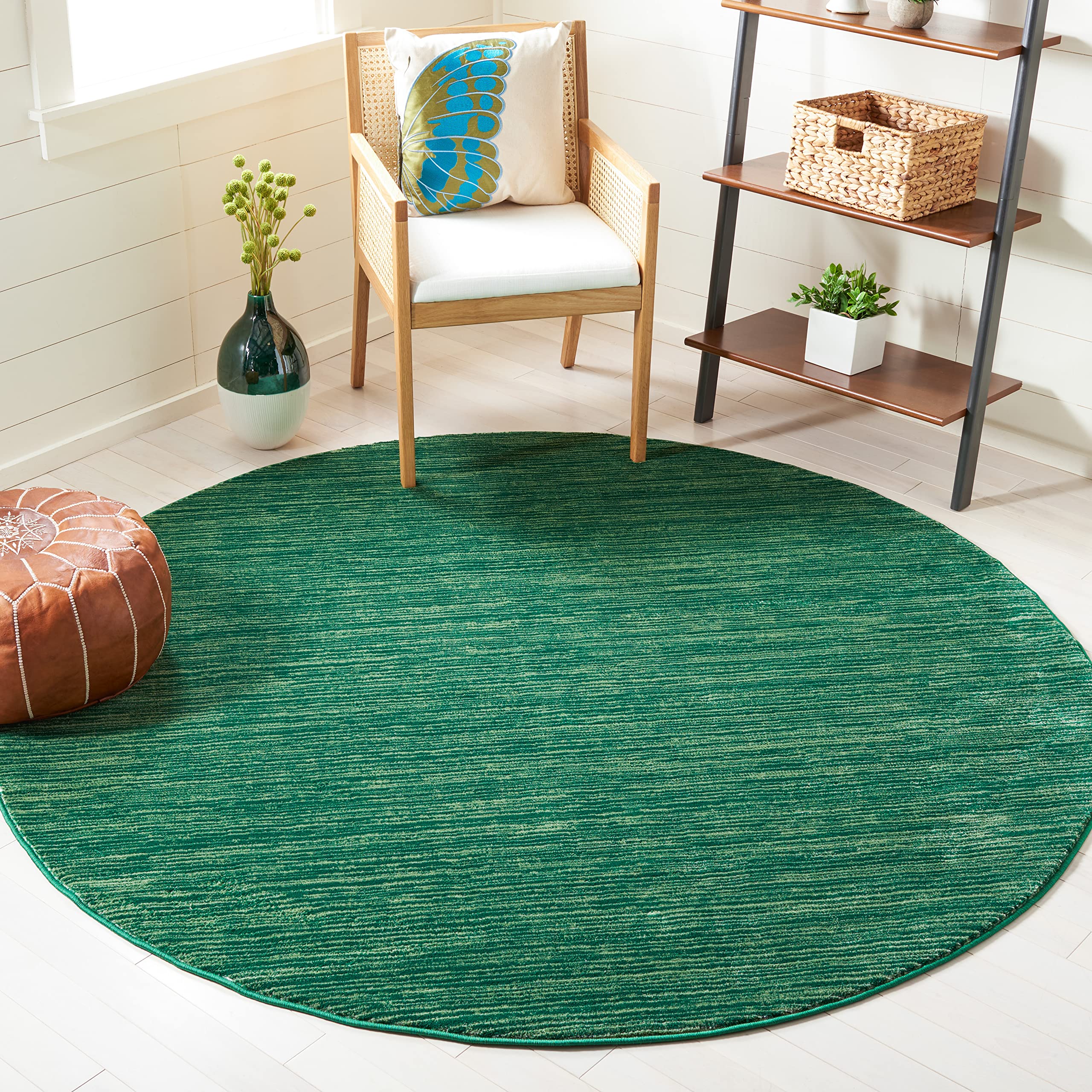 Safavieh Vision Collection Area Rug - 3 Round, Dark Green, Modern Ombre Tonal Chic Design, Non-Shedding & Easy Care, Ideal for 