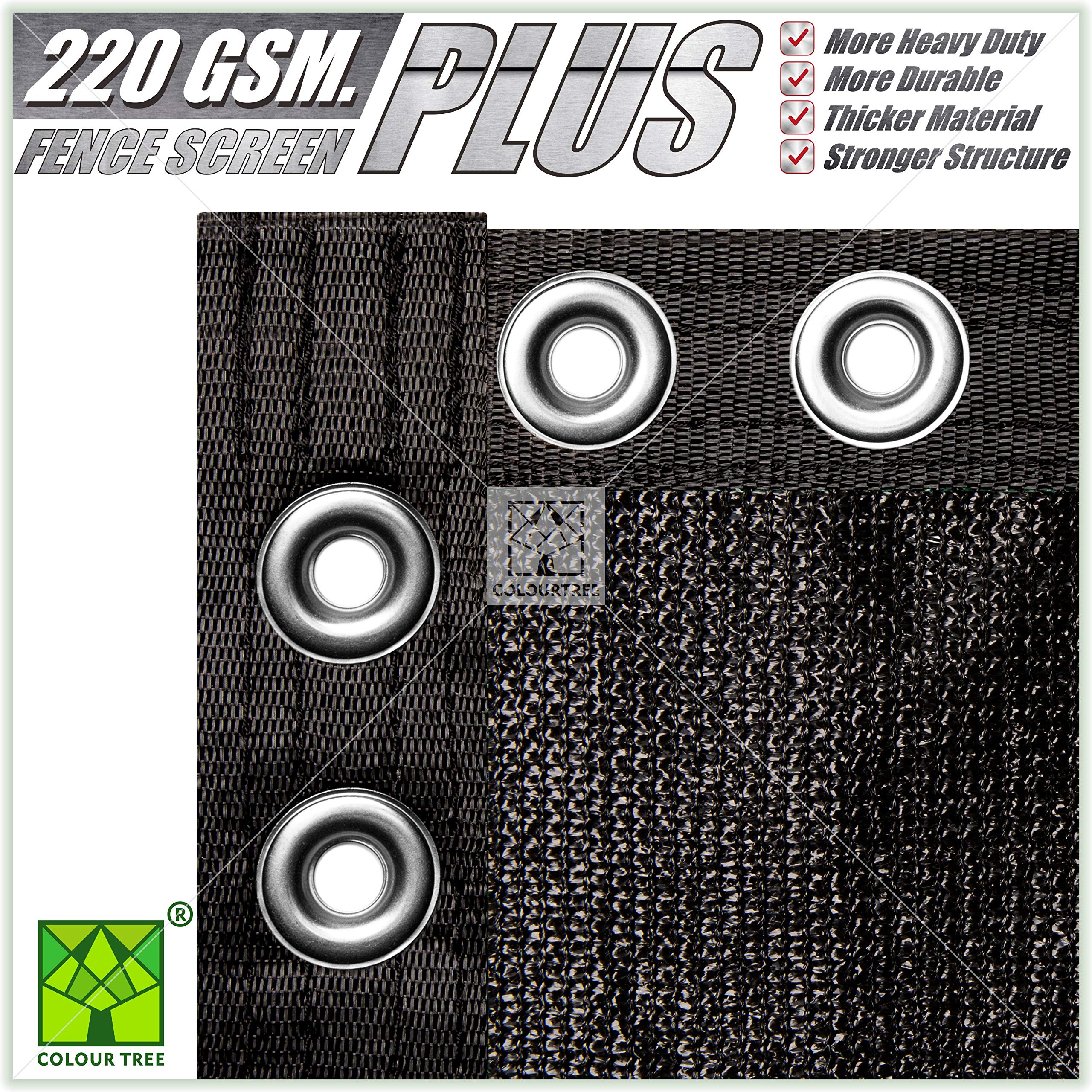 Colourtree 4' X 50' Black Plus Extra Heavy Duty Fence Privacy Screen Windscreen, Commercial Grade 220 Gsm