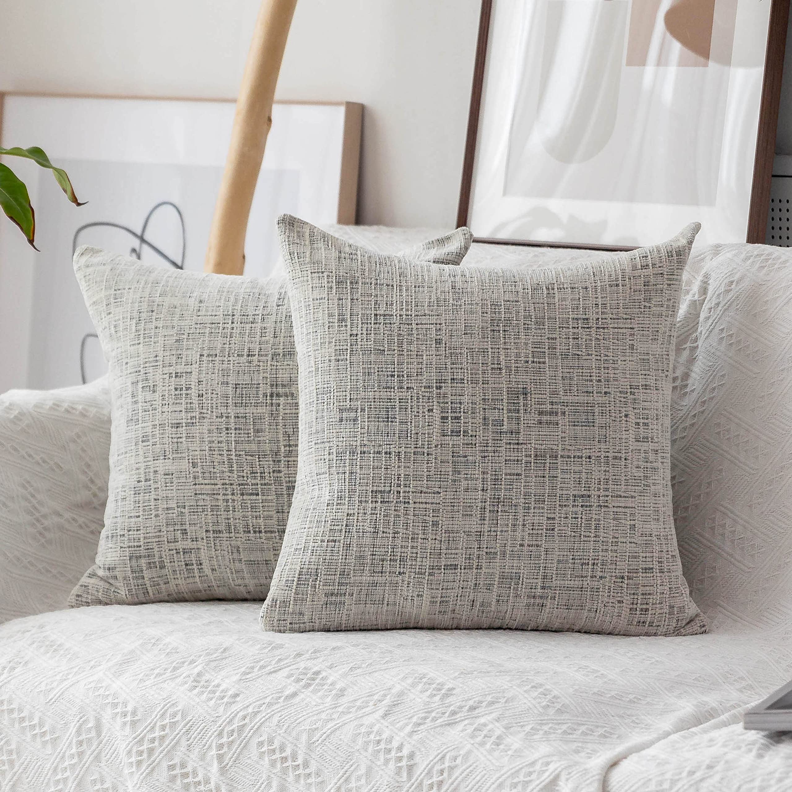 Home Brilliant Decorative Accent Pillow Covers Chenille Throw Pillows For Couch Bedroom Plush Cushion Cover For Sofa, 2 Pack, 18
