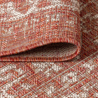 Jonathan Y Smb104A-5Sq Malta Bohemian Medallion Textured Weave Indoor Outdoor Area Rug, Coastal,Traditional,Transitional Easy Clean,Bedroom,Kitchen,Backyard,Patio, Non-Shed, Red/Taupe, 5' Square