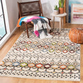 SAFAVIEH Amsterdam Collection 51 Square Ivory/Multi AMS108K Moroccan Boho Non-Shedding Living Room Bedroom Area Rug