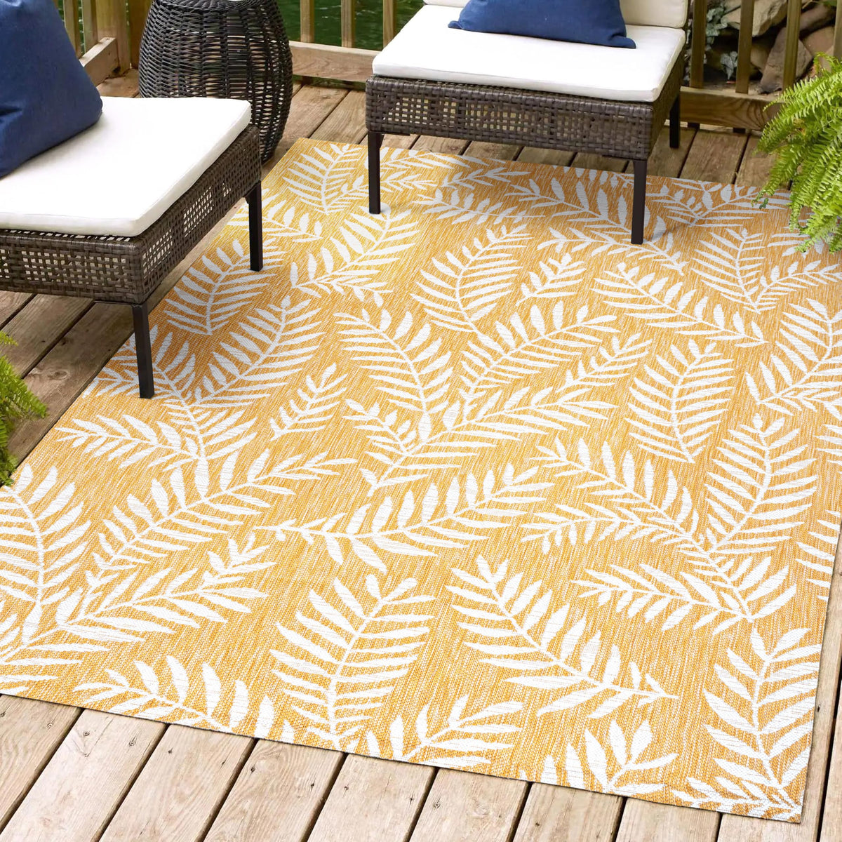 Jonathan Y Smb119C-8 Nevis Palm Frond Indoor Outdoor Area Rug, Coastal Casual Country & Floral Easy Cleaning,Bedroom,Kitchen,Bac