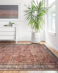 Loloi LAYLA Collection, LAY-01, Brick / Blue, 5-0 x 7-6, .13 Thick, Area Rug, Soft, Durable, Vintage Inspired, Distressed, Low
