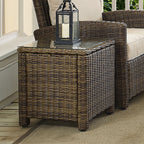 Crosley Furniture Bradenton All Weather Rattan Wicker Outdoor Side Table for Patio, Deck, Porch, Brown