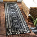 Safavieh Veranda Collection Runner Rug - 2'3' X 8', Black & Creme, Boho Design, Non-Shedding & Easy Care, Indoor/Outdoor & Washable-Ideal For Patio, Backyard, Mudroom (Ver099-0421)