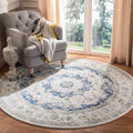 SAFAVIEH Evoke Collection 67 Round Ivory/Blue EVK220C Shabby Chic Oriental Medallion Non-Shedding Dining Room Entryway Foyer Li