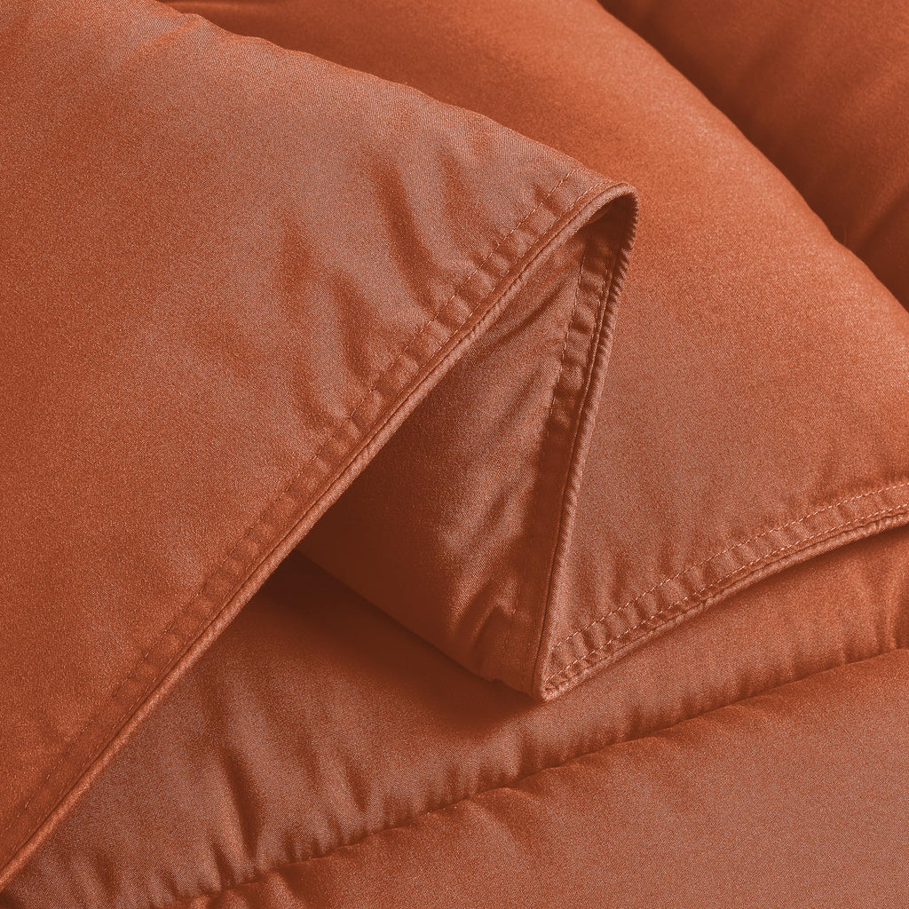 Chezmoi Collection Rust Orange Down Alternative Comforter Oversized Queen - 3-Piece Lightweight Comforter Set - All Seasons Micr