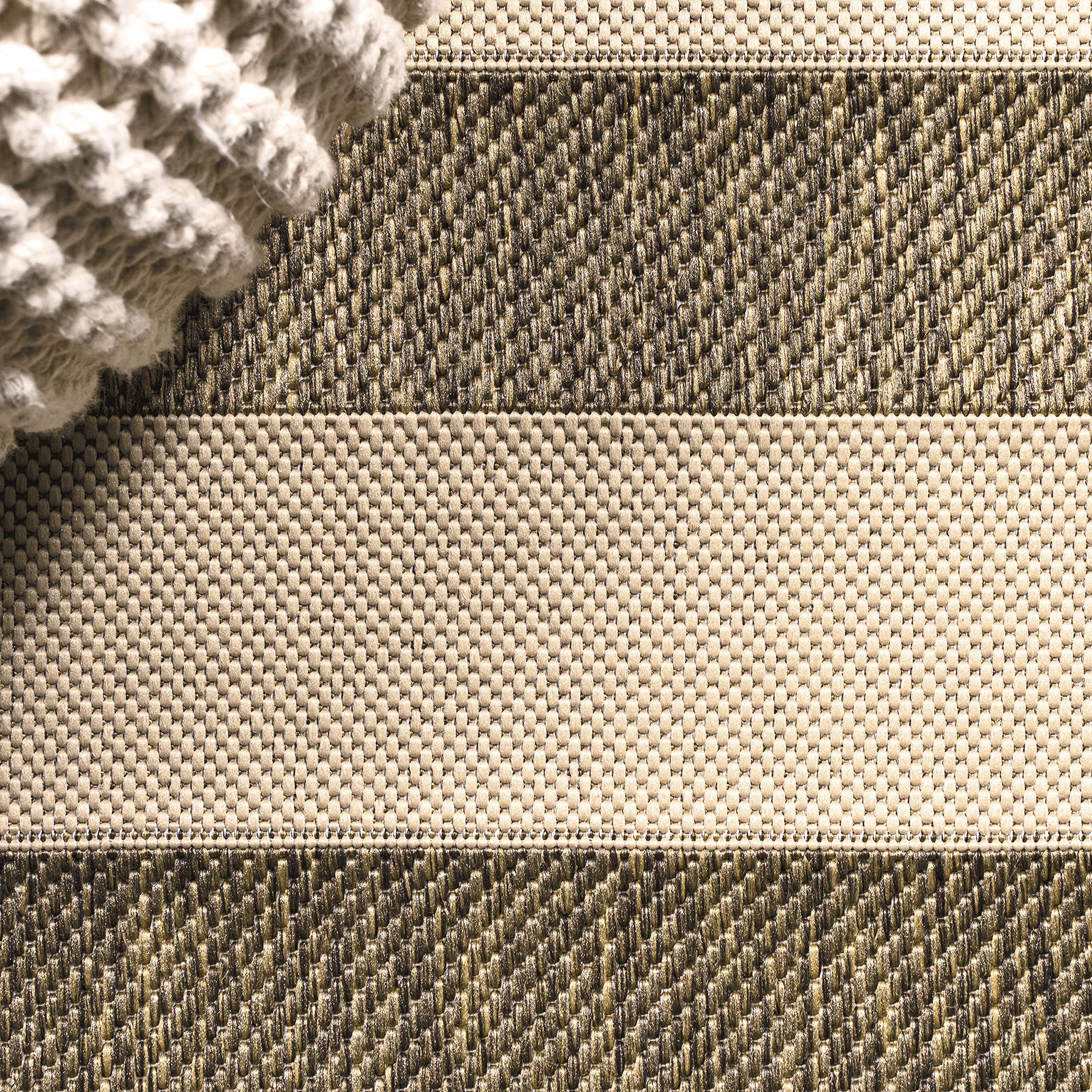 Jonathan Y Smb112A-28 Aveiro Wide Stripe Indoor Outdoor Area Rug, Bohemian, Coastal, Mediterranean Easy Cleaning,Bedroom,Kitchen,Backyard,Patio,Non Shedding, Beige/Brown, 2 X 8