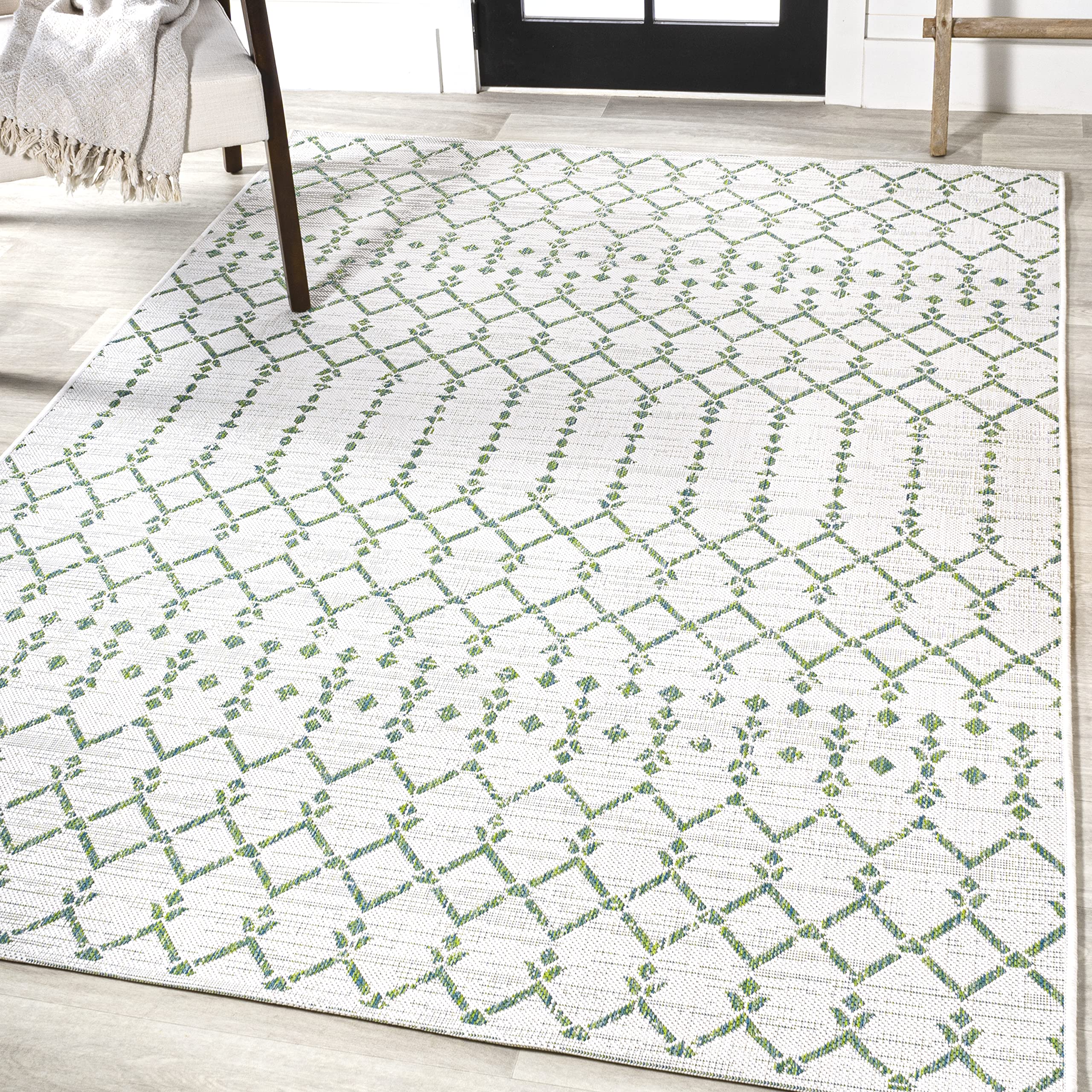 Jonathan Y Smb108R-4 Ourika Moroccan Geometric Textured Weave Indoor Outdoor Area-Rug, Bohemian Rustic Scandinavian Easy-Cleanin