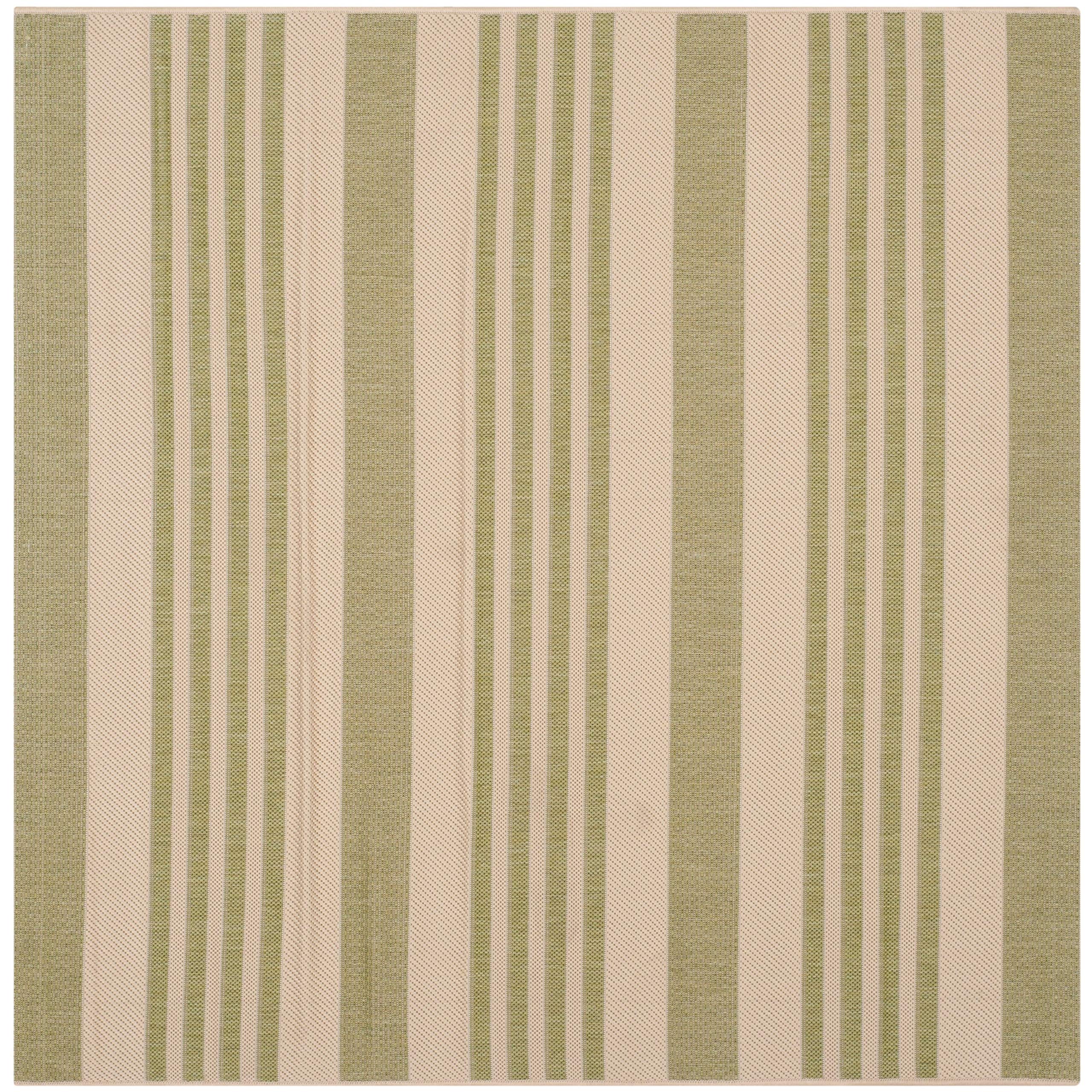 SAFAVIEH Courtyard Collection 6'7'' Square Beige/Sweet Pea CY6062 Stripe Indoor/ Outside Waterproof Easy cleansingPatio Backyard