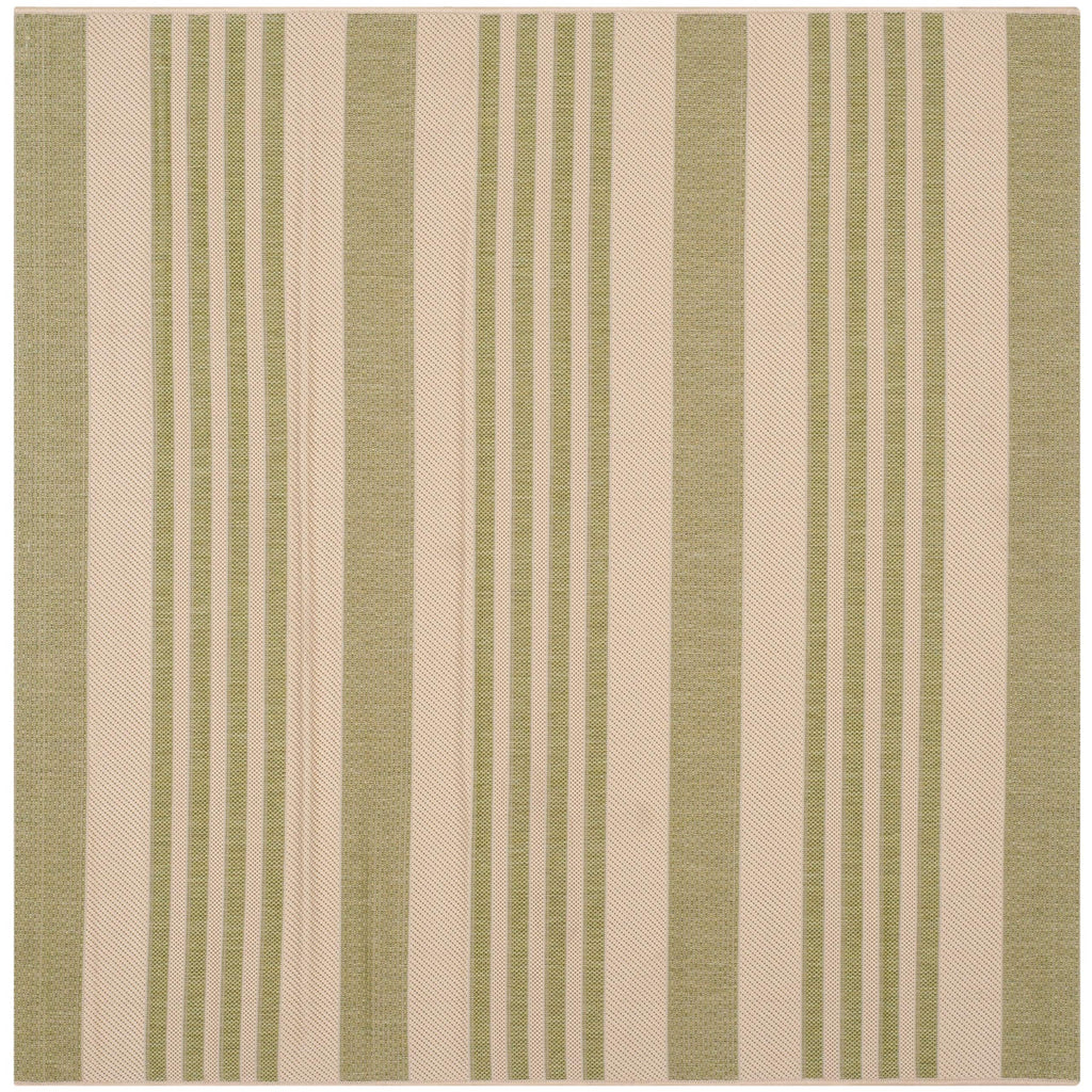 SAFAVIEH Courtyard Collection 6'7'' Square Beige/Sweet Pea CY6062 Stripe Indoor/ Outside Waterproof Easy cleansingPatio Backyard