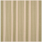 SAFAVIEH Courtyard Collection 6'7'' Square Beige/Sweet Pea CY6062 Stripe Indoor/ Outside Waterproof Easy cleansingPatio Backyard