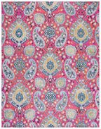 Safavieh Madison Collection Area Rug - 6'7'' X 9'2'', Fuchsia & Gold, Boho Chic Glam Paisley Design, Non-Shedding & Easy Care, I