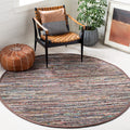 SAFAVIEH Rag Rug Collection Area Rug - 6 Round, Rust & Multi, Handmade Boho Stripe Cotton, Ideal for High Traffic Areas in Livi