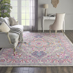 Nourison Passion Bohemian Light Grey/Pink 8' X 10' Area Rug, Easy Cleaning, Non Shedding, Bed Room, Living Room, Dining Room, Kitchen (8X10)