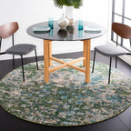 SAFAVIEH Madison Collection 5' Round Green / Turquoise MAD425Y Boho Abstract Distressed Non-Shedding Dining Room Entryway Foyer 