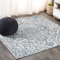 JONATHAN Y SMB105C-4SQ Estrella Bohemian Medallion Textured Weave Teal/Gray 4 Square Indoor/Outdoor Area Rug, Pet Friendly, Non