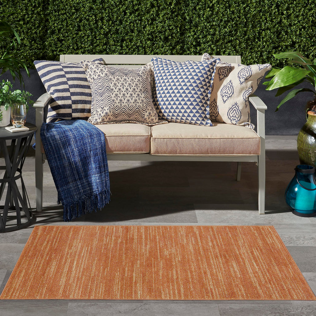 Nourison Essentials Indoor/Outdoor Rust 3' X 5' Area Rug, Easy Cleaning, Non Shedding, Bed Room, Living Room, Dining Room, Backyard, Deck, Patio (3X5)