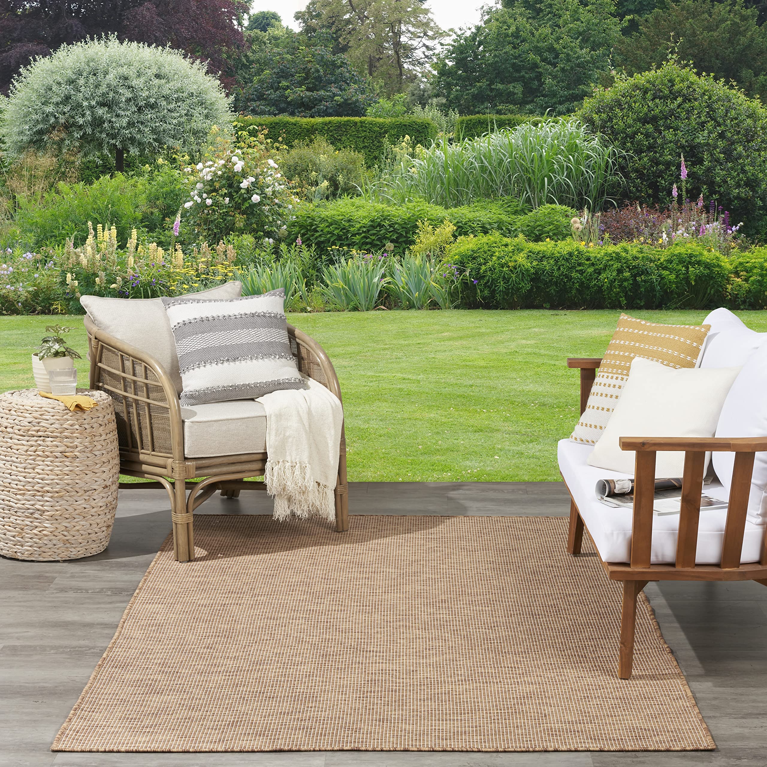 Nourison Positano Indoor/Outdoor Jute 9' X 12' Area Rug, Easy Cleaning, Non Shedding, Bed Room, Living Room, Dining Room, Backyard, Deck, Patio (9X12)